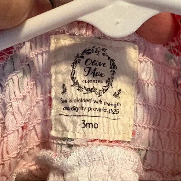 Olive Mae Floral Pink Cotton Dress with Ruffle Sleeves - Picture 5 of 6